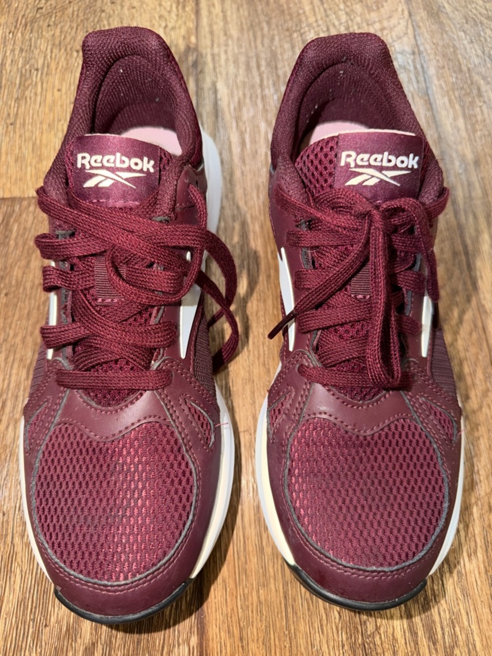 Reebok Maroon Mesh Athletic Sneakers with White Accents